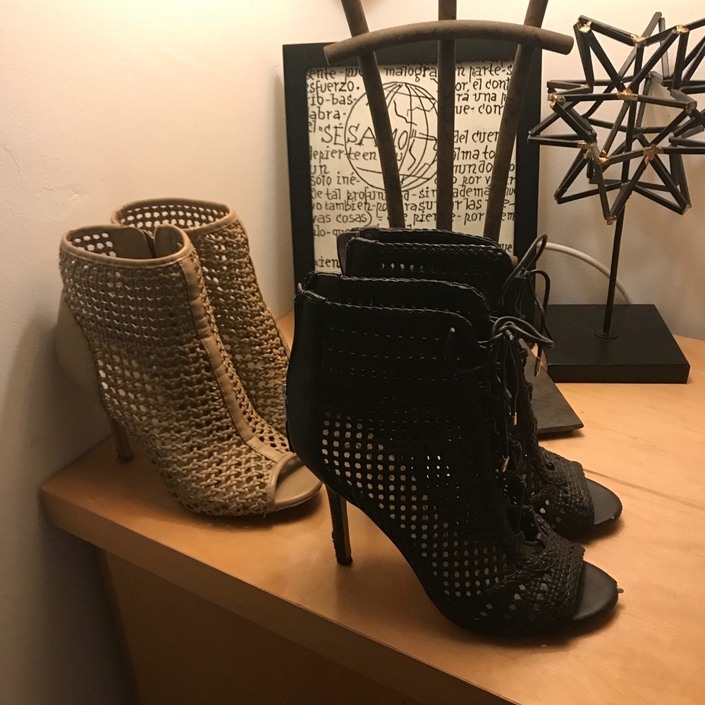 Sam Edelman Perforated Caged Peep Toe Bootie Heels